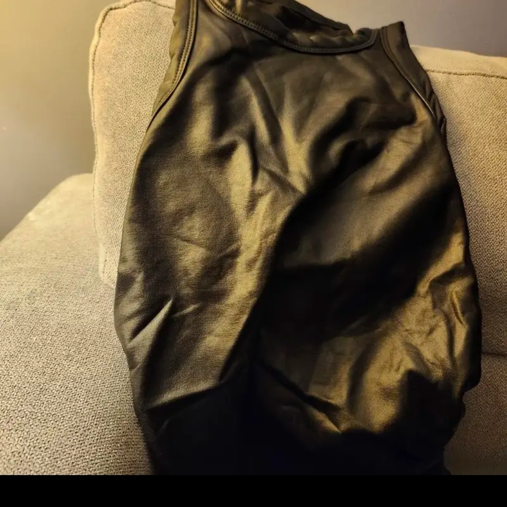 Black Women's Faux Leather Tank Top